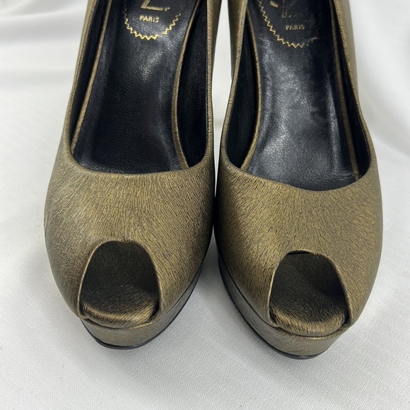 YSL Yves Saint Laurent open toe pumps heels bronze 38 - Picture 3 of 15